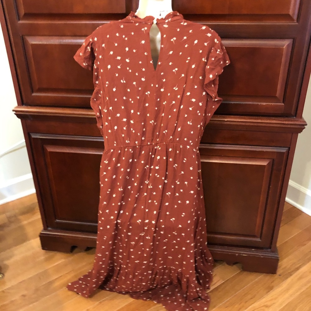Universal Thread Rust Red Floral Midi Dress - Picture 8 of 8